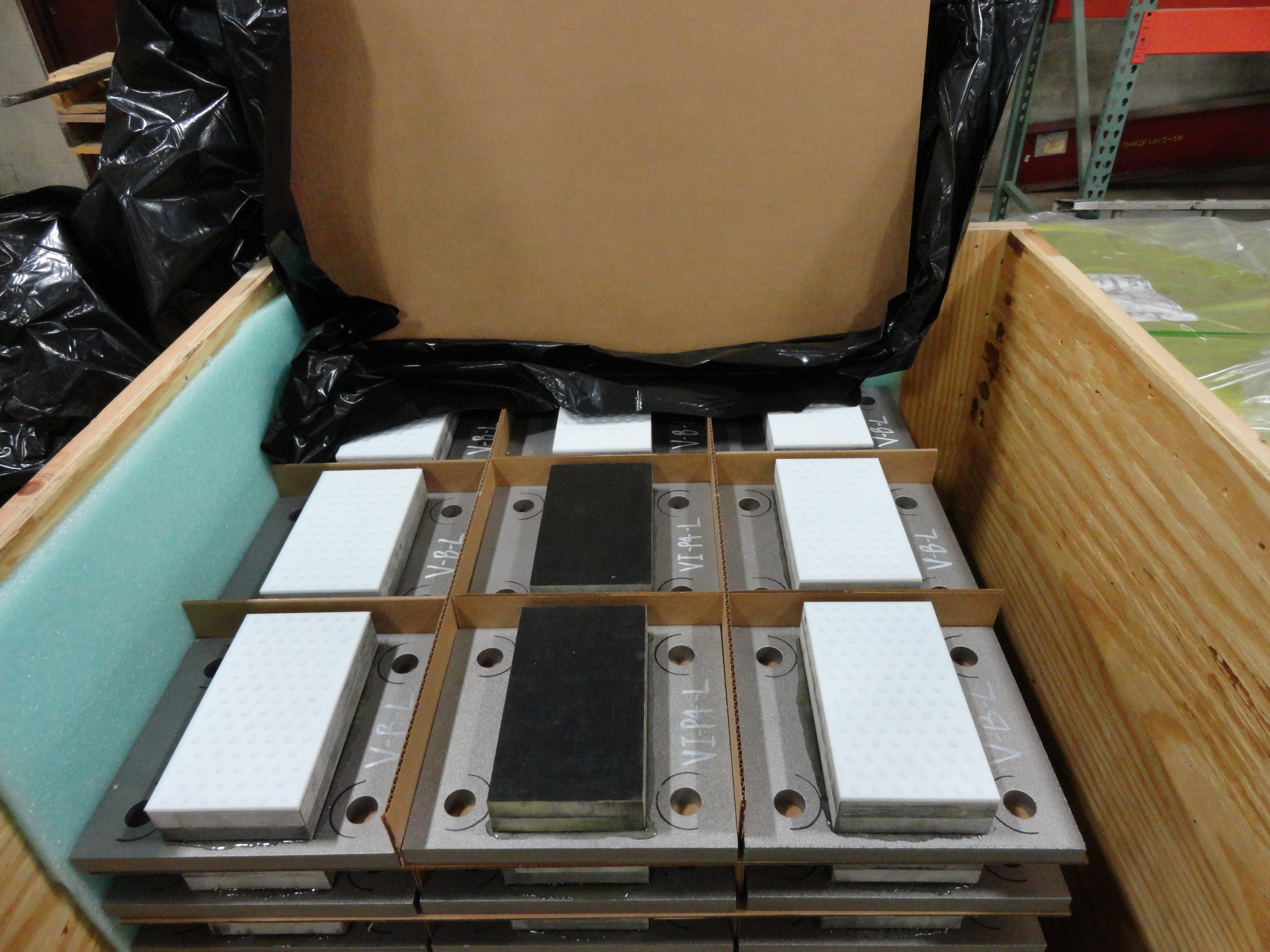 Close up shot of a Fabreeka order containing our slide bearings